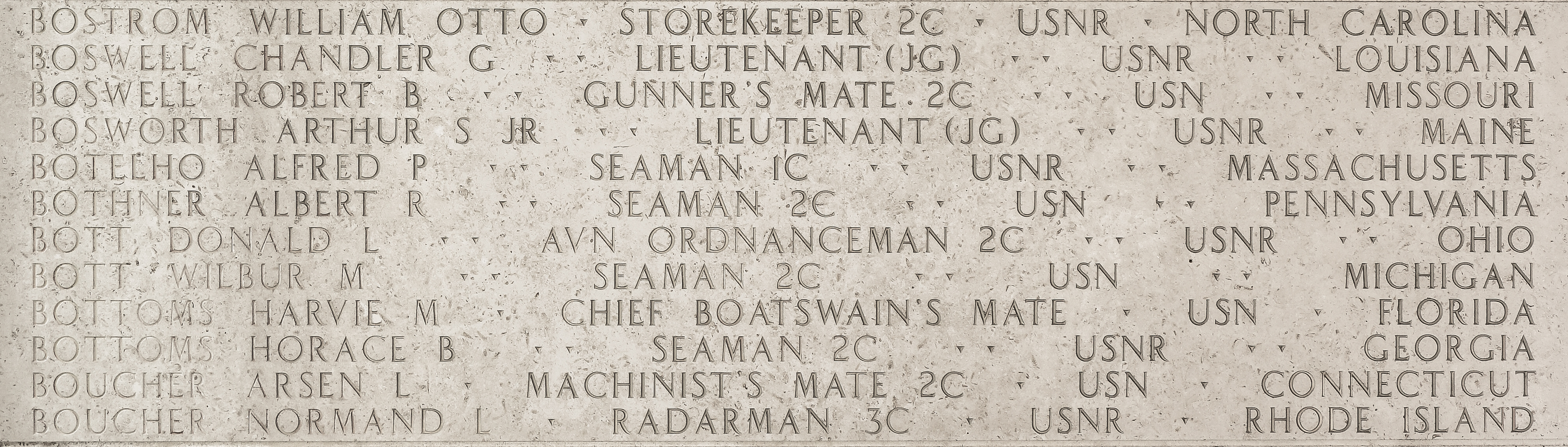 William Otto Bostrom, Storekeeper Second Class